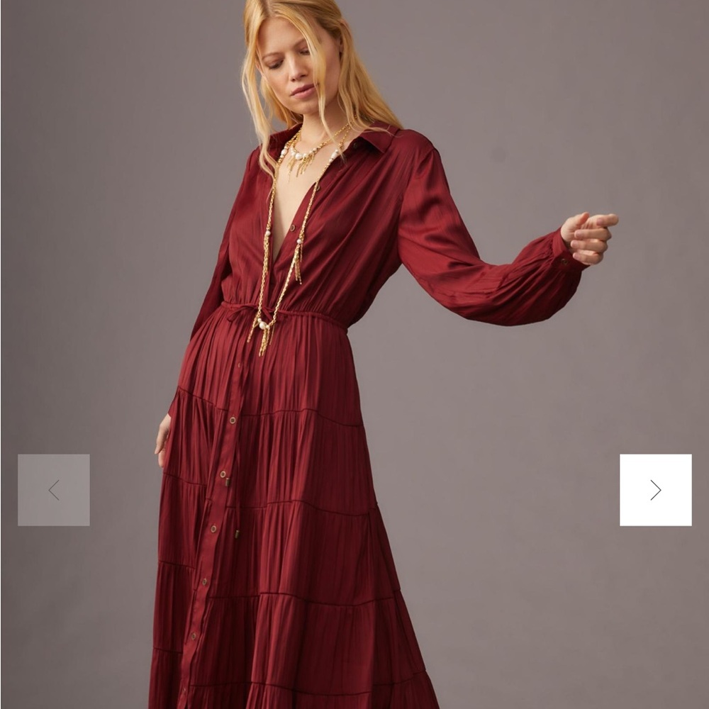 By Anthropologie Tiered Button-Front Dress size S